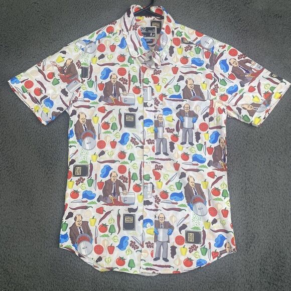 RSVLTS The Office Shirt Mens XS Kevin Malone Chili Recipe Collared Short Sleeve - Picture 1 of 9